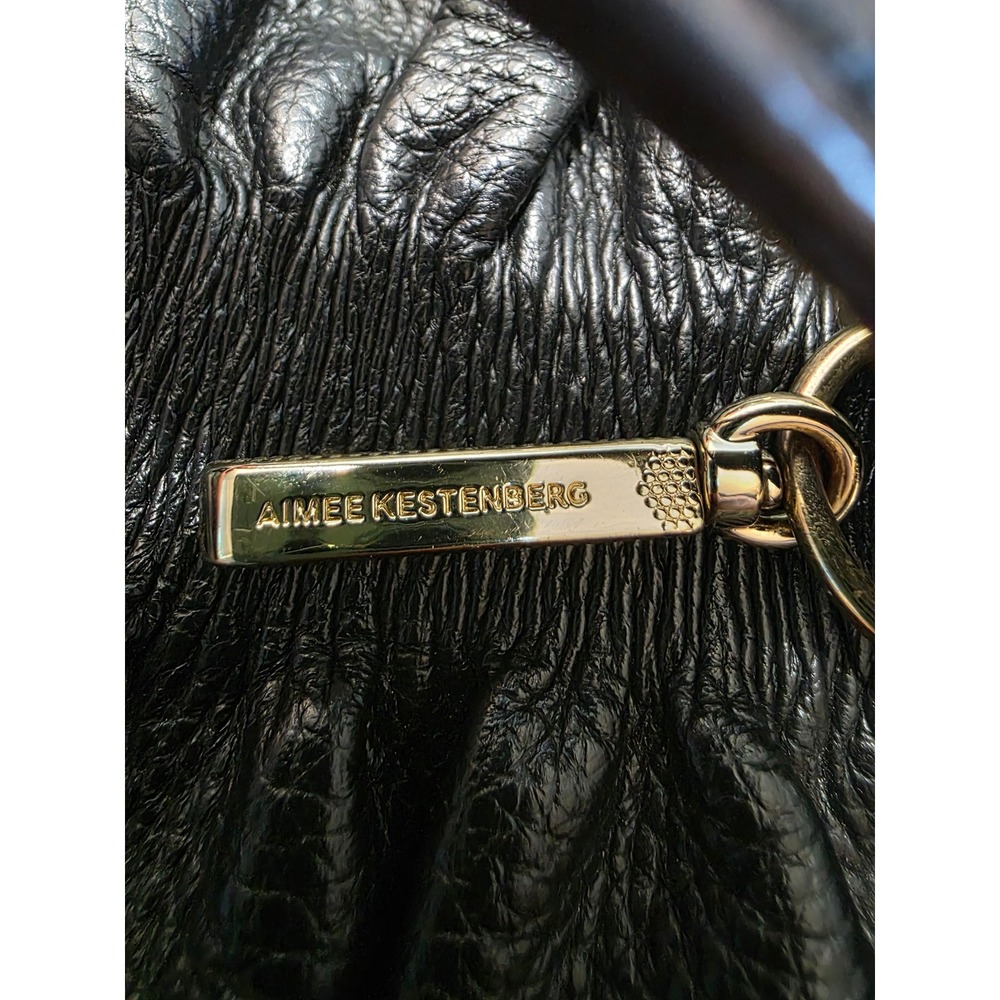 Aimee Kestenberg Pebbled Leather 5th Ave Pleated Satchel Crossbody Tote Bag - Picture 7 of 9